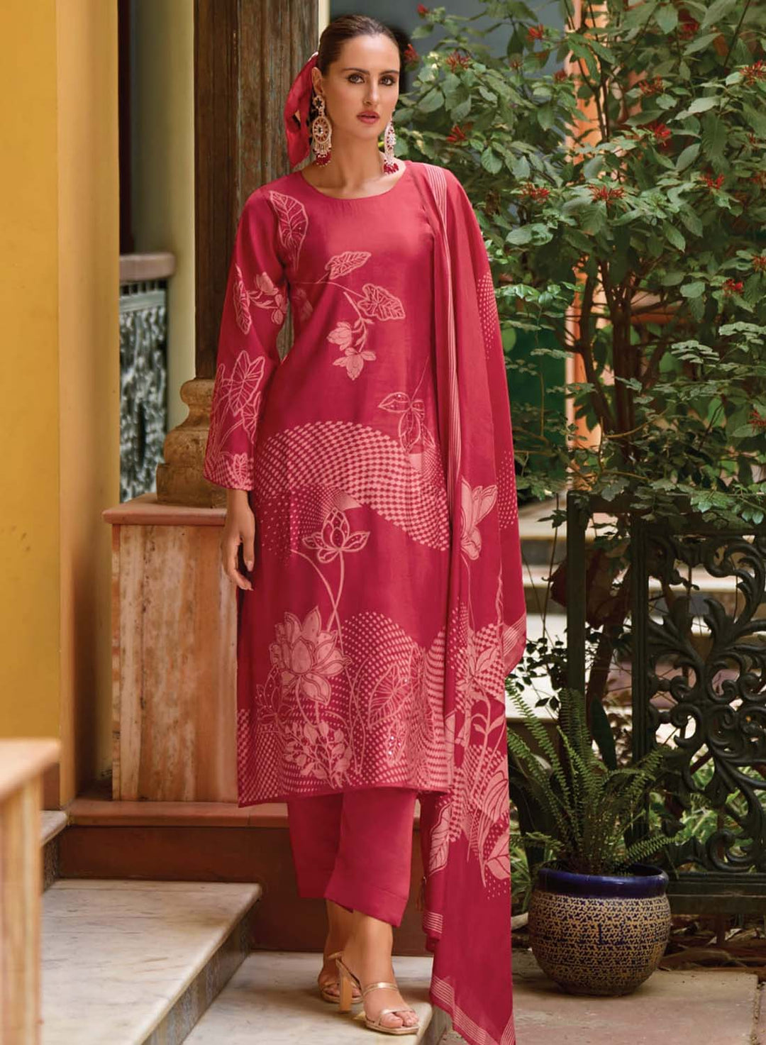 Party Wear Pure Muslin Unstitched Suit Dress Material for Ladies