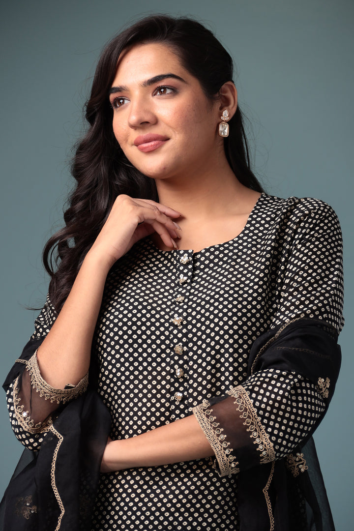 Black Cotton Suits Gota Patti and Zardozi work